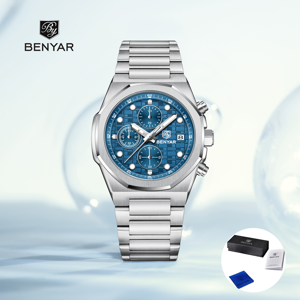 Luxury Watch Uk - 2025, neue BENYAR Herrenuhren, Top-Luxus-Quarz-Armbanduhren, Chronographenuhr