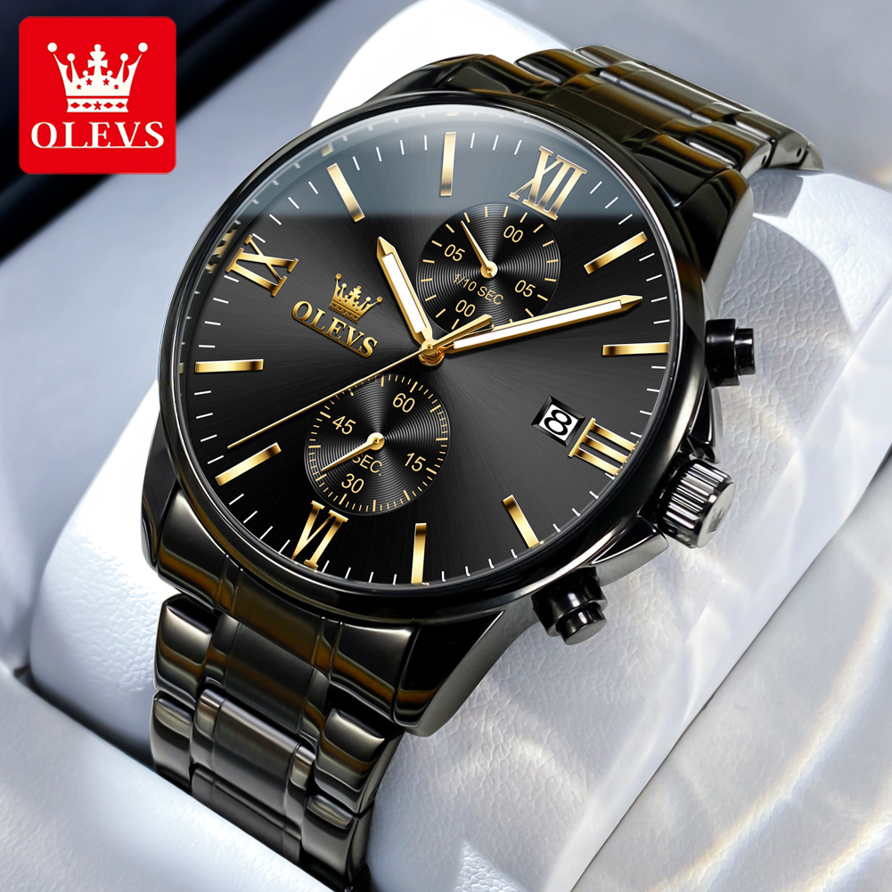 Zen Luxury Watch - OLEVS 2886 Klassische schwarze Quarzuhr für