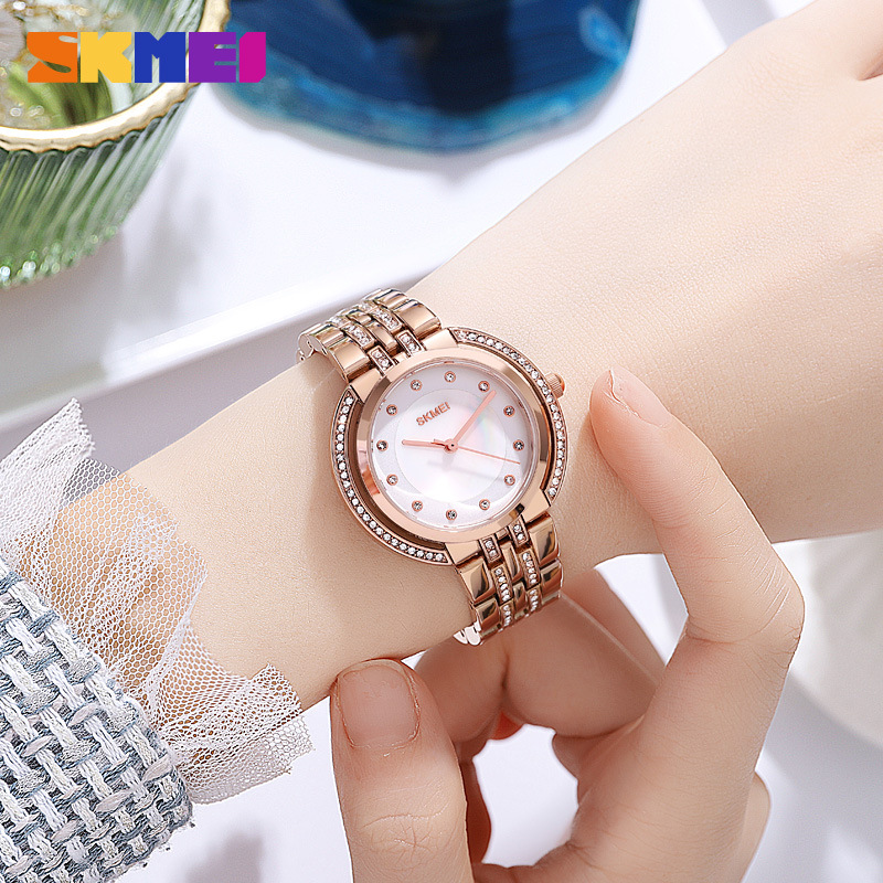 Luxury Watch - Damen-Armbanduhr mit Quarzwerk, Luxuriöses Strass-Zifferblatt, Zinklegierungsband,