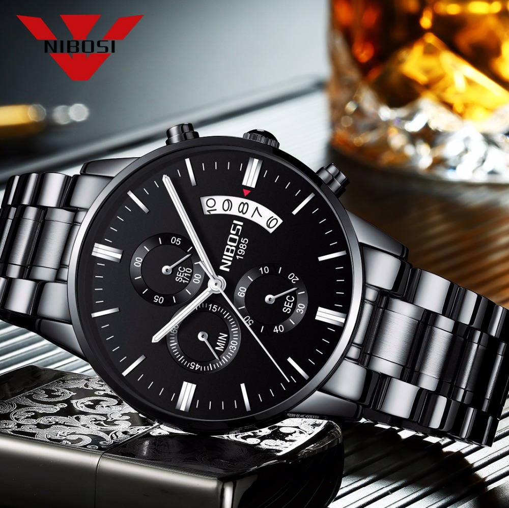 NIBOSI Edelstahl Schwarz Quarz – Luxury Watch Top 10 Bewertung und Preis