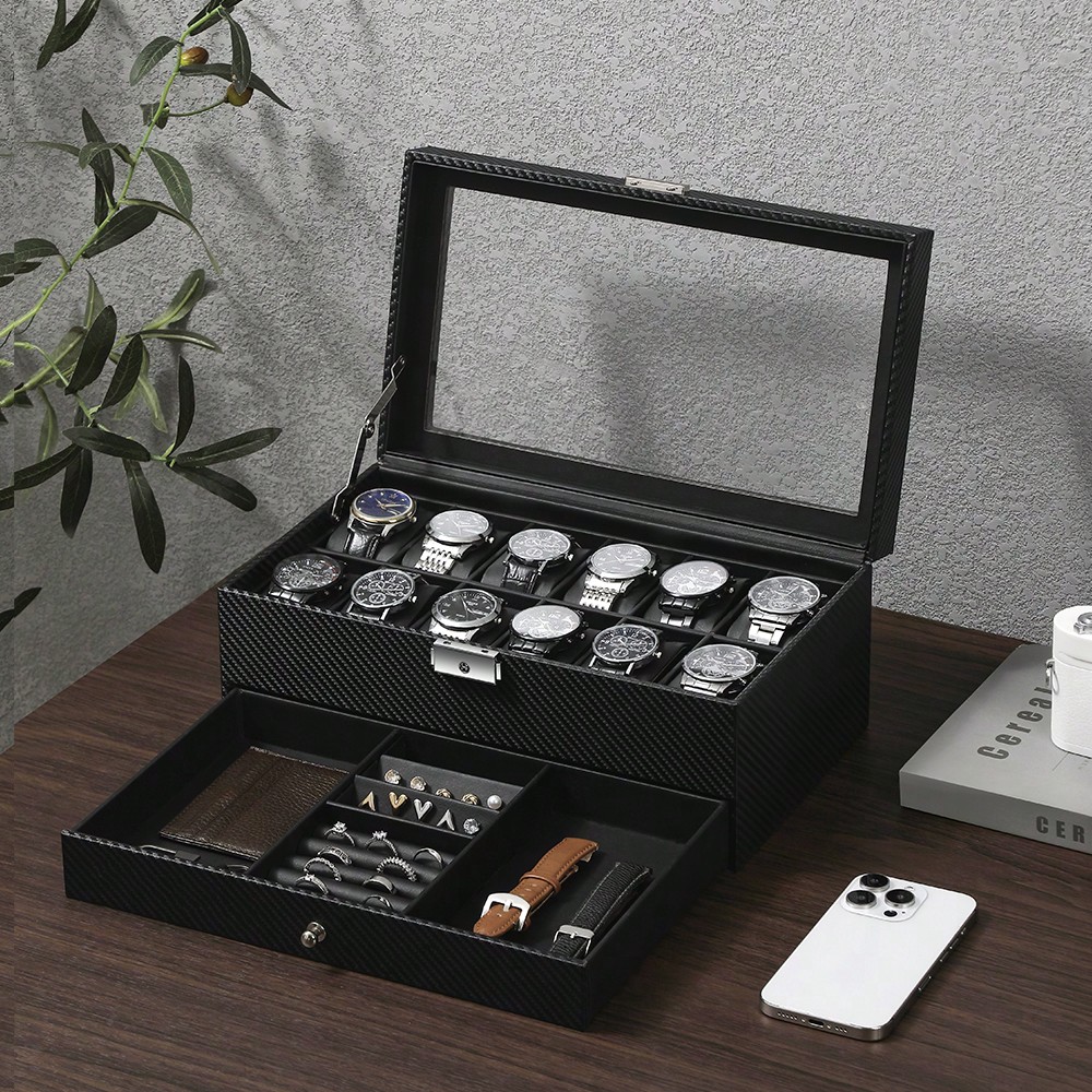 12-Fach Leder-Uhrenbox mit Gla – Luxury Watch Tier Bewertung und Preis