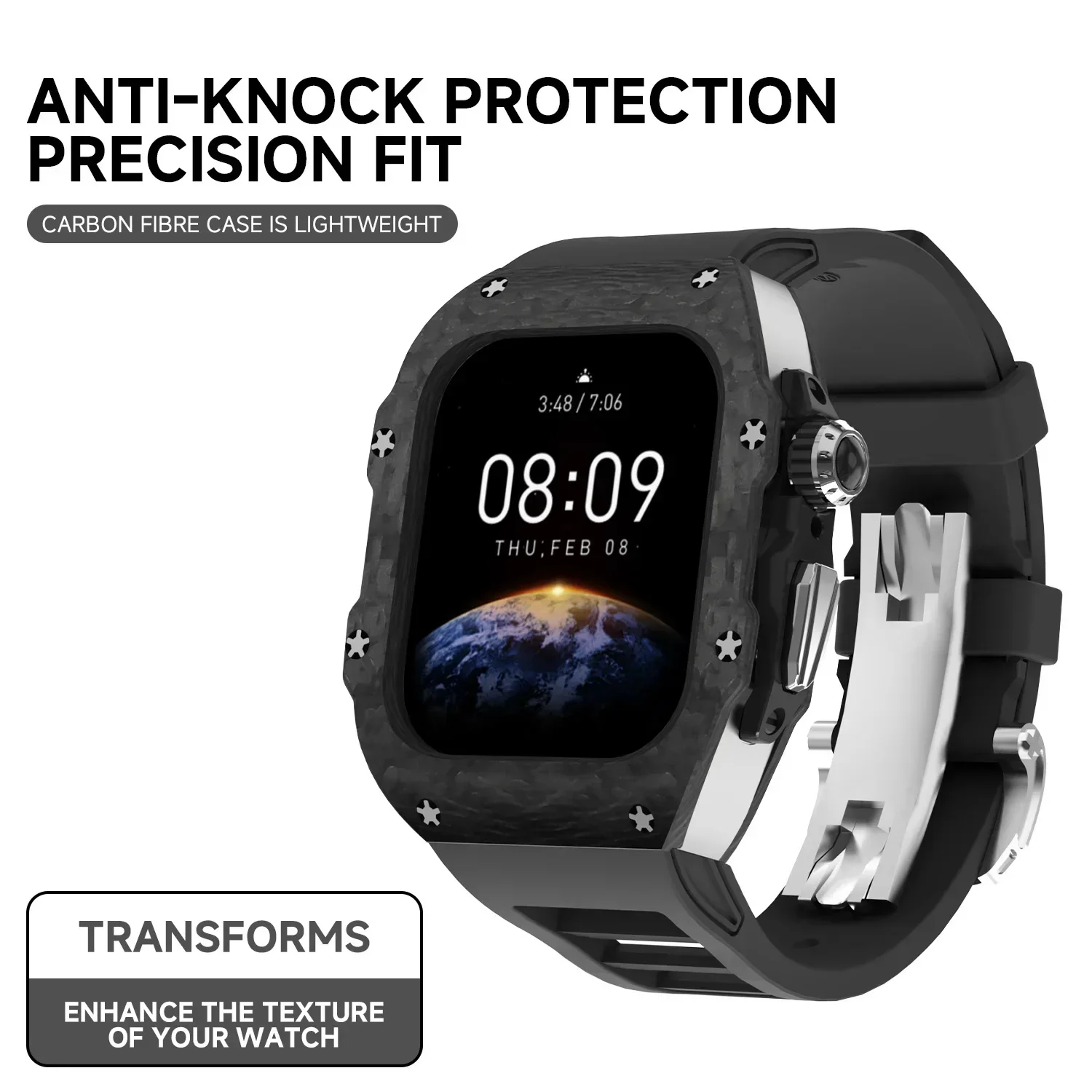 Carbonfaser-Gehäuse für Apple  – Luxury Watch With Rubber Strap Bewertung und Preis